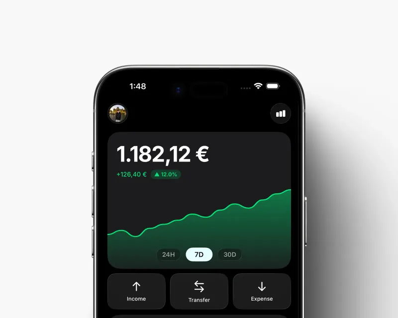 Pantalla principal de Balance en un iPhone